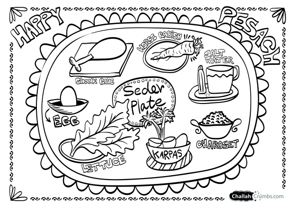 seder meal colouring page 2